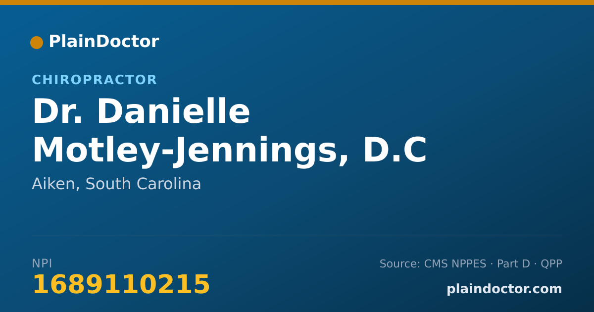 Shareable card for Danielle Motley-Jennings, D.C - Chiropractor, Aiken, SC