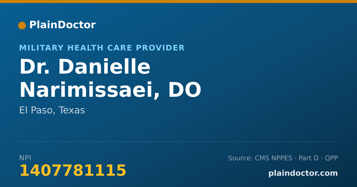 Shareable card for Danielle Narimissaei, DO - Military Health Care Provider, El Paso, TX