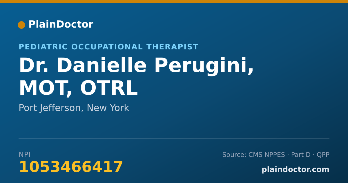 Shareable card for Danielle Perugini, MOT, OTRL - Pediatric Occupational Therapist, Port Jefferson, NY