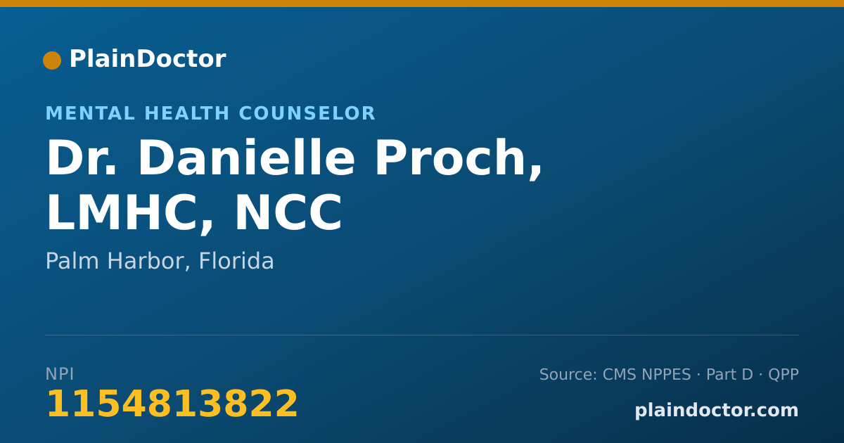 Shareable card for Danielle Proch, LMHC, NCC - Mental Health Counselor, Palm Harbor, FL