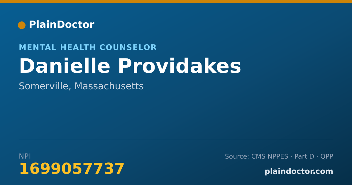Shareable card for Danielle Providakes - Mental Health Counselor, Somerville, MA