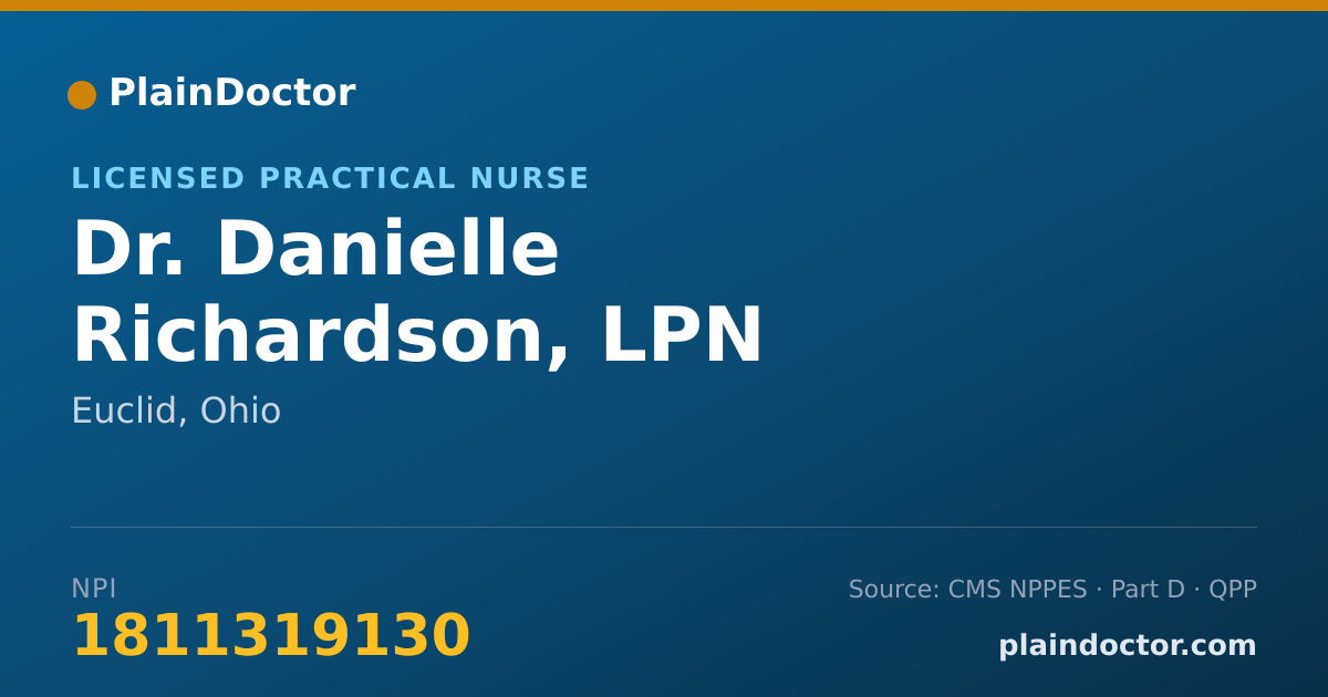 Shareable card for Danielle Richardson, LPN - Licensed Practical Nurse, Euclid, OH