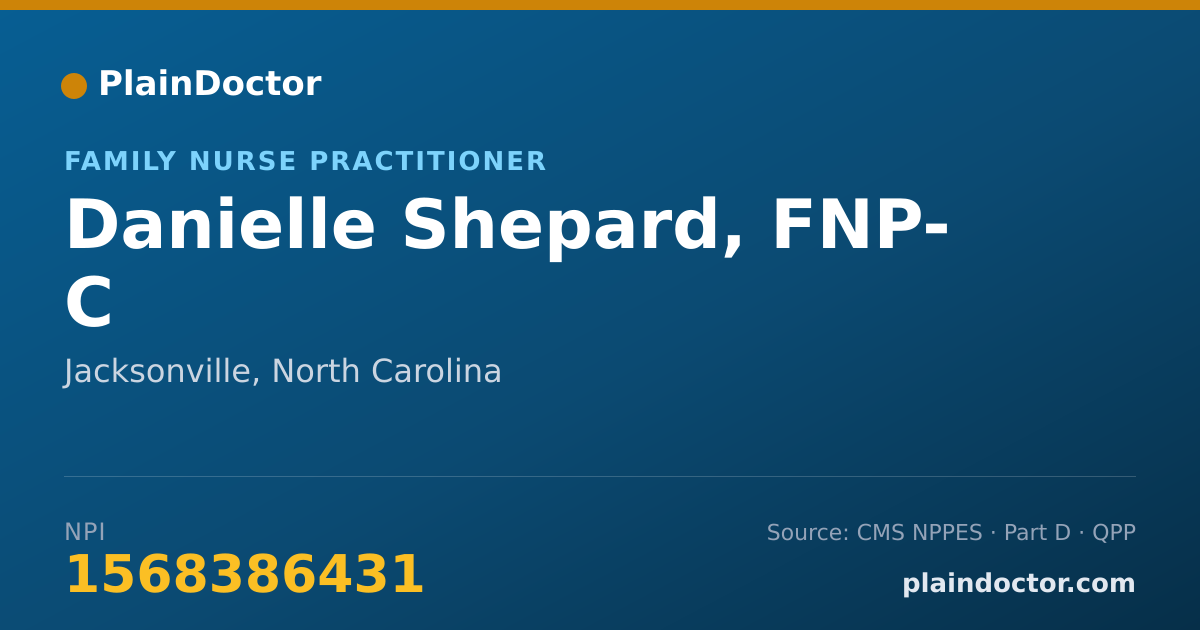 Shareable card for Danielle Shepard, FNP- C - Family Nurse Practitioner, Jacksonville, NC
