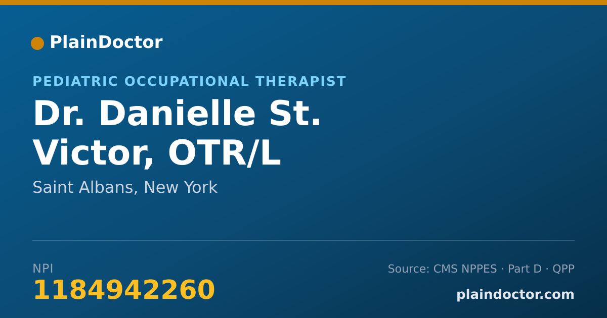 Shareable card for Danielle St. Victor, OTR/L - Pediatric Occupational Therapist, Saint Albans, NY