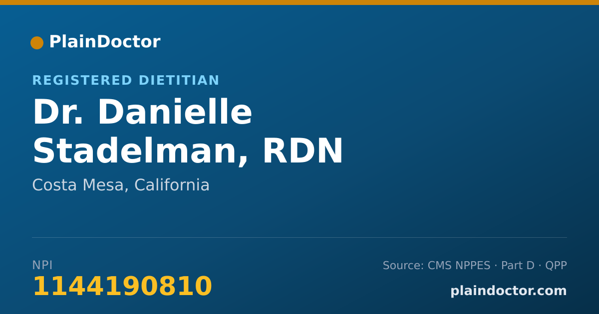 Shareable card for Danielle Stadelman, RDN - Registered Dietitian, Costa Mesa, CA