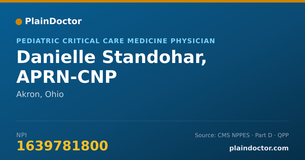 Shareable card for Danielle Standohar, APRN-CNP - Pediatric Critical Care Medicine Physician, Akron, OH