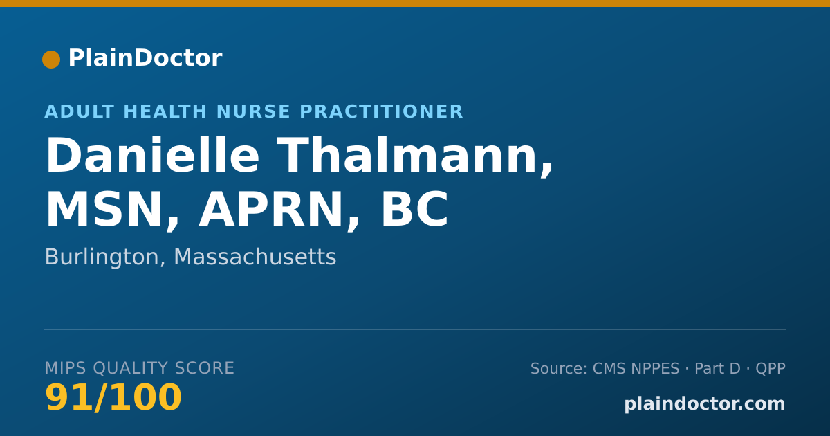 Shareable card for Danielle Thalmann, MSN, APRN, BC - Adult Health Nurse Practitioner, Burlington, MA