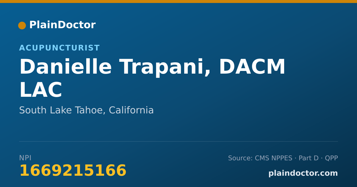 Shareable card for Danielle Trapani, DACM LAC - Acupuncturist, South Lake Tahoe, CA