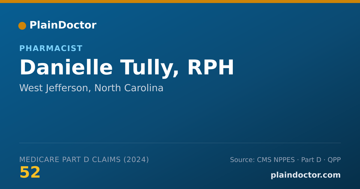Shareable card for Danielle Tully, RPH - Pharmacist, West Jefferson, NC
