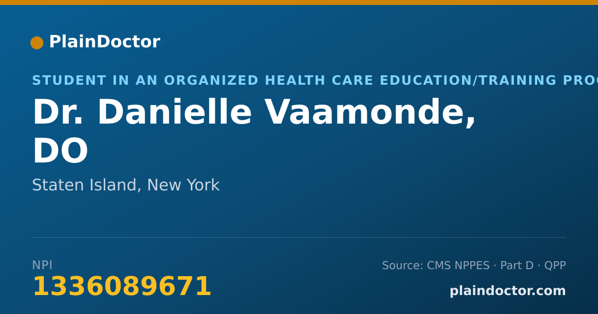 Shareable card for Danielle Vaamonde, DO - Student in an Organized Health Care Education/Training Program, Staten Island, NY