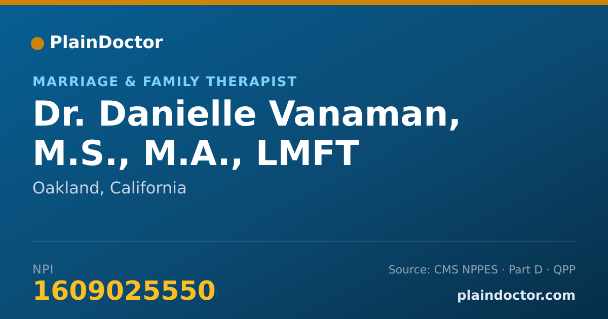 Shareable card for Danielle Vanaman, M.S., M.A., LMFT - Marriage & Family Therapist, Oakland, CA
