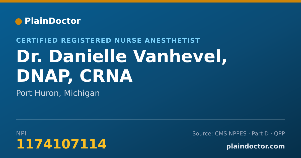 Shareable card for Danielle Vanhevel, DNAP, CRNA - Certified Registered Nurse Anesthetist, Port Huron, MI