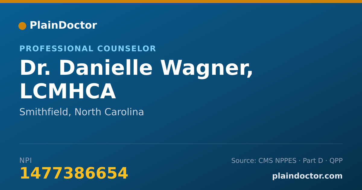 Shareable card for Danielle Wagner, LCMHCA - Professional Counselor, Smithfield, NC