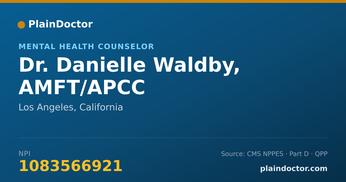 Shareable card for Danielle Waldby, AMFT/APCC - Mental Health Counselor, Los Angeles, CA