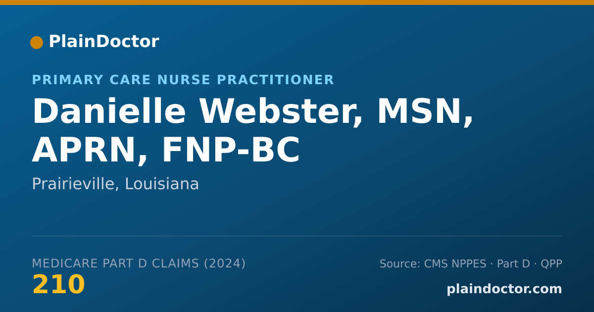 Shareable card for Danielle Webster, MSN, APRN, FNP-BC - Primary Care Nurse Practitioner, Prairieville, LA