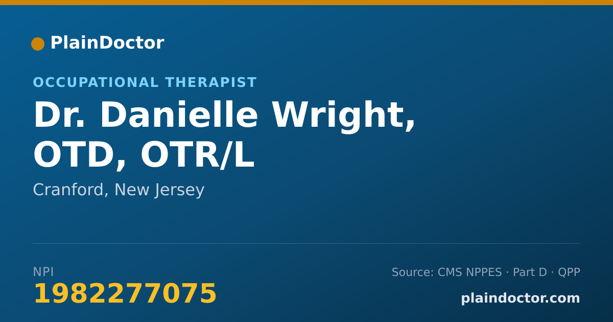 Shareable card for Danielle Wright, OTD, OTR/L - Occupational Therapist, Cranford, NJ
