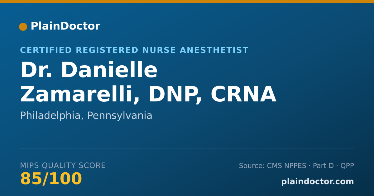 Shareable card for Danielle Zamarelli, DNP, CRNA - Certified Registered Nurse Anesthetist, Philadelphia, PA