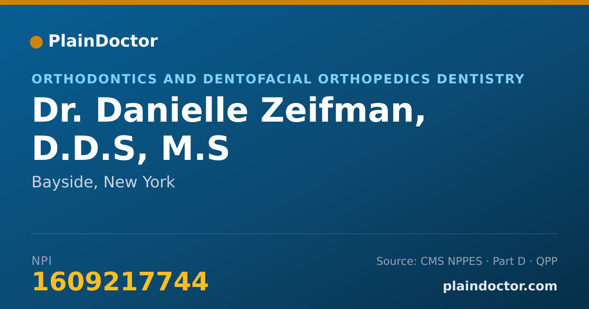 Shareable card for Danielle Zeifman, D.D.S, M.S - Orthodontics and Dentofacial Orthopedics Dentistry, Bayside, NY