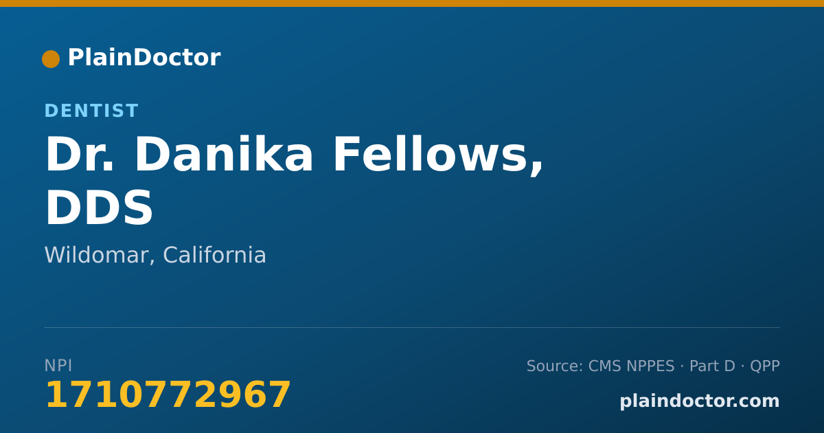 Shareable card for Danika Fellows, DDS - Dentist, Wildomar, CA