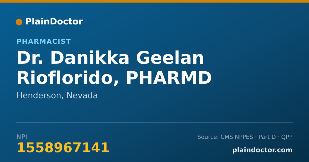 Shareable card for Danikka Geelan Rioflorido, PHARMD - Pharmacist, Henderson, NV