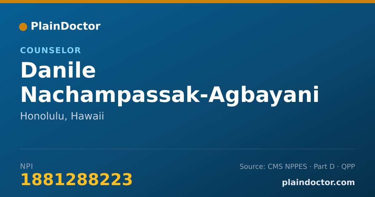 Shareable card for Danile Nachampassak-Agbayani - Counselor, Honolulu, HI