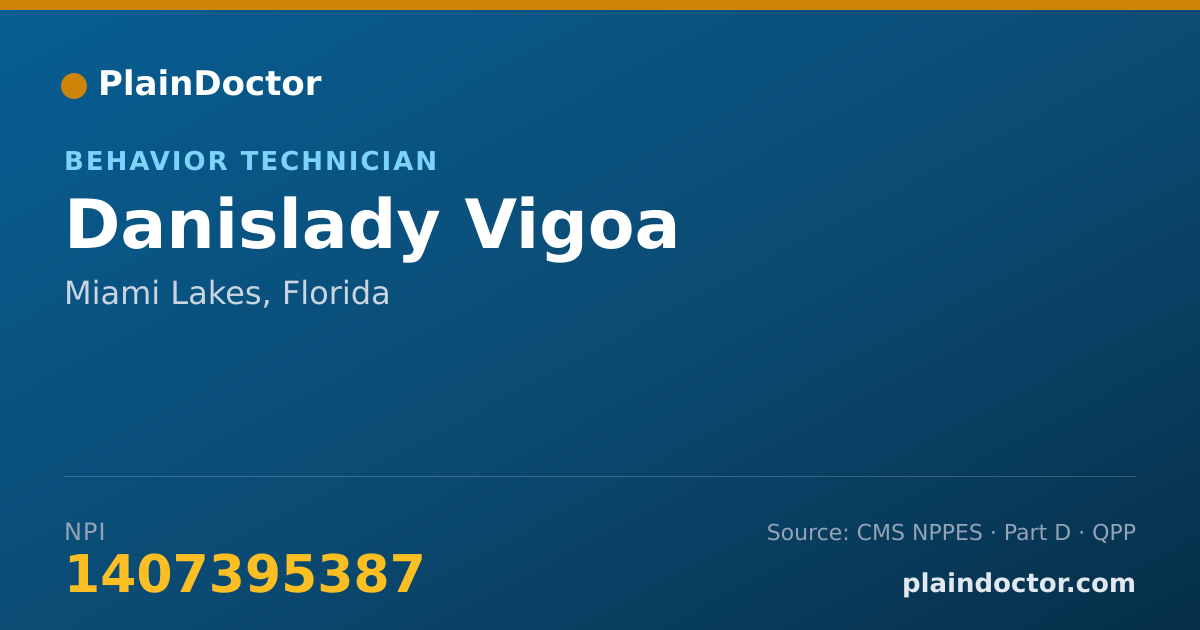 Shareable card for Danislady Vigoa - Behavior Technician, Miami Lakes, FL