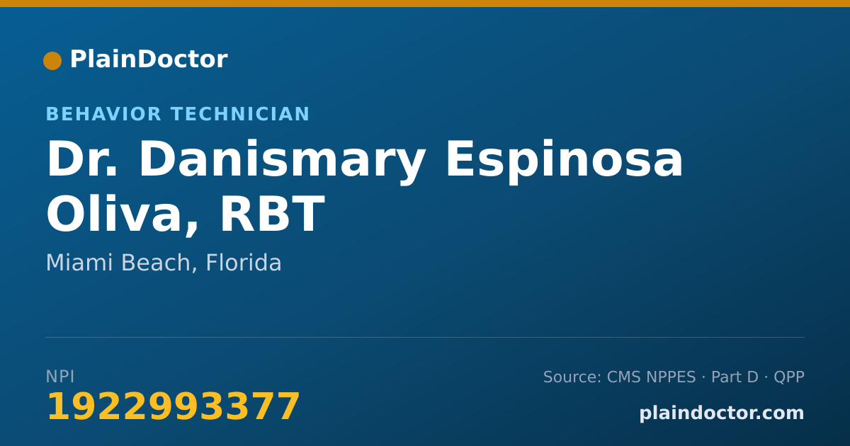 Shareable card for Danismary Espinosa Oliva, RBT - Behavior Technician, Miami Beach, FL