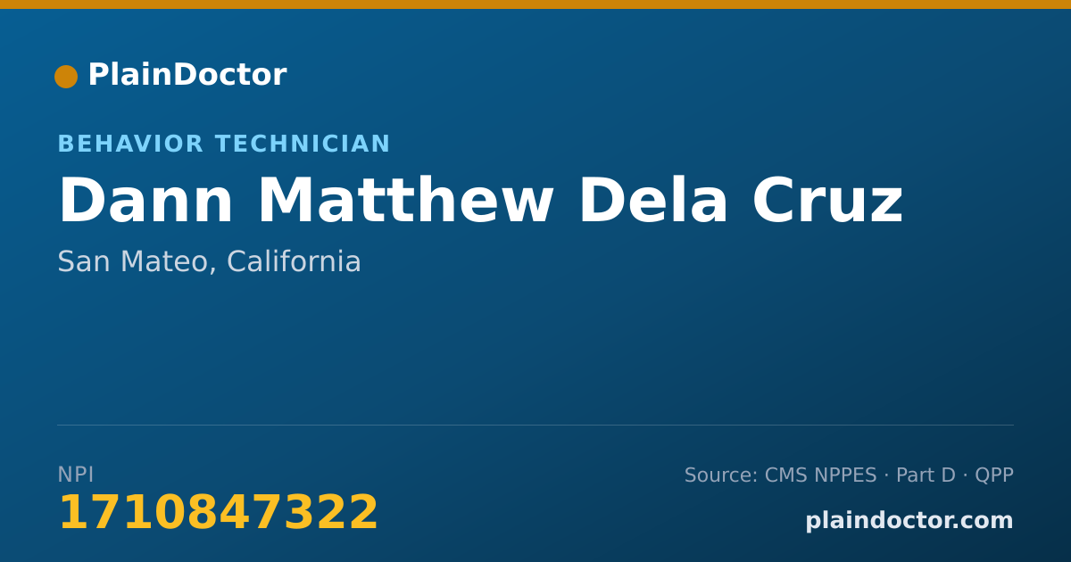 Shareable card for Dann Matthew Dela Cruz - Behavior Technician, San Mateo, CA