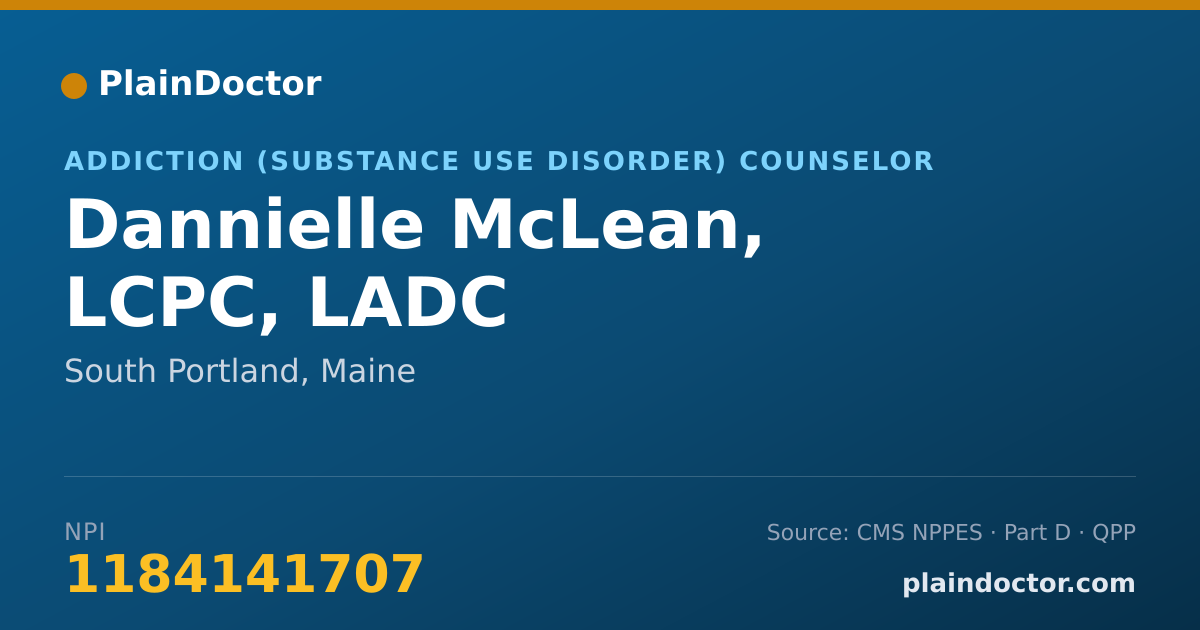 Shareable card for Dannielle McLean, LCPC, LADC - Addiction (Substance Use Disorder) Counselor, South Portland, ME