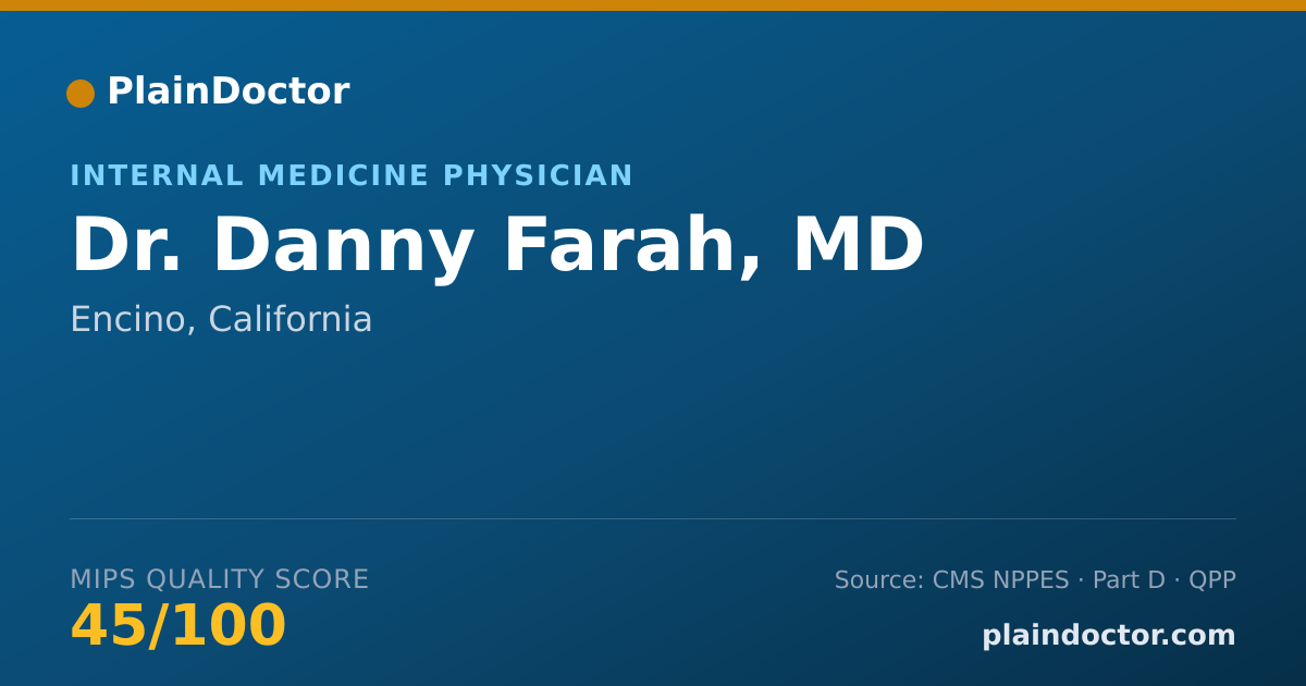 Shareable card for Danny Farah, MD - Internal Medicine Physician, Encino, CA