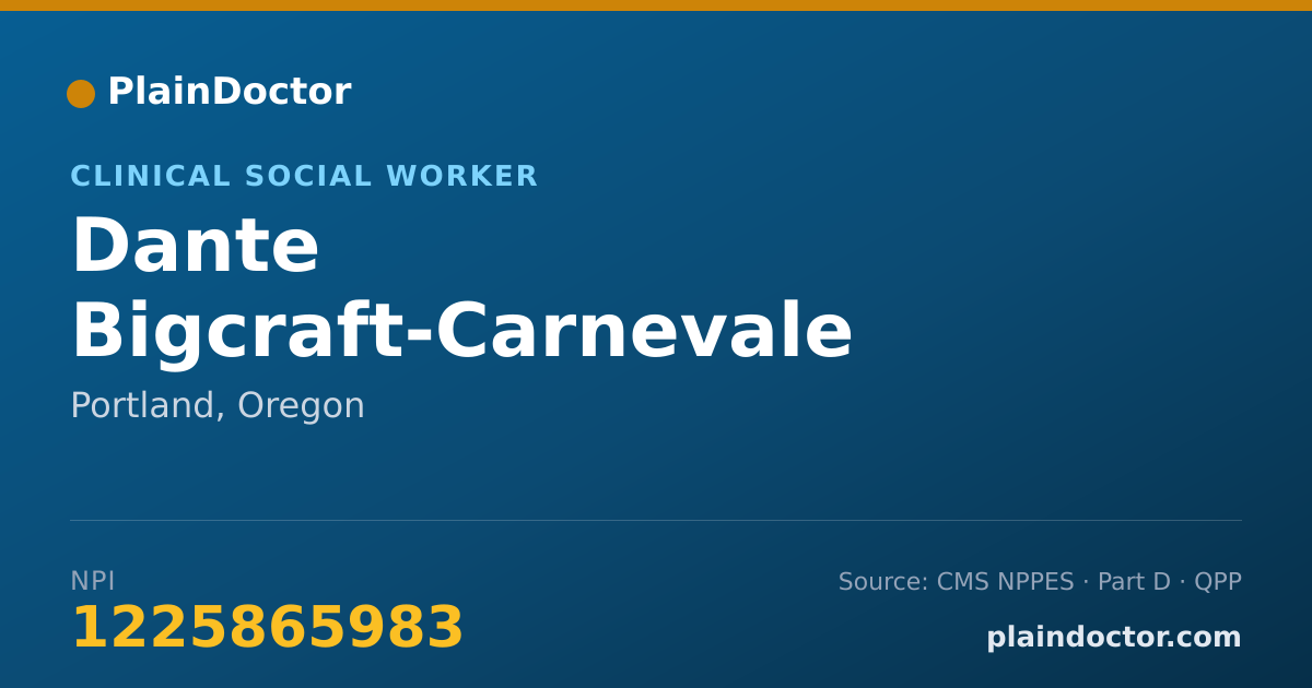 Shareable card for Dante Bigcraft-Carnevale - Clinical Social Worker, Portland, OR