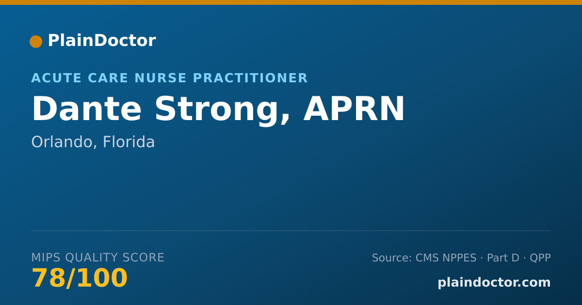 Shareable card for Dante Strong, APRN - Acute Care Nurse Practitioner, Orlando, FL