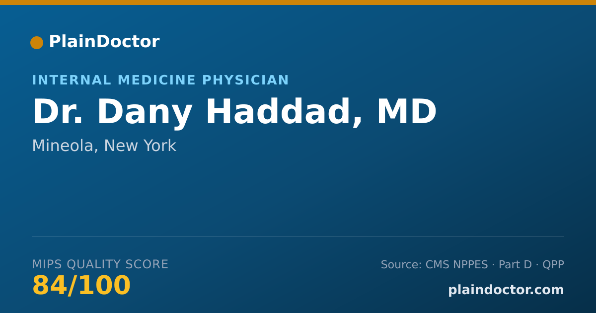 Shareable card for Dany Haddad, MD - Internal Medicine Physician, Mineola, NY
