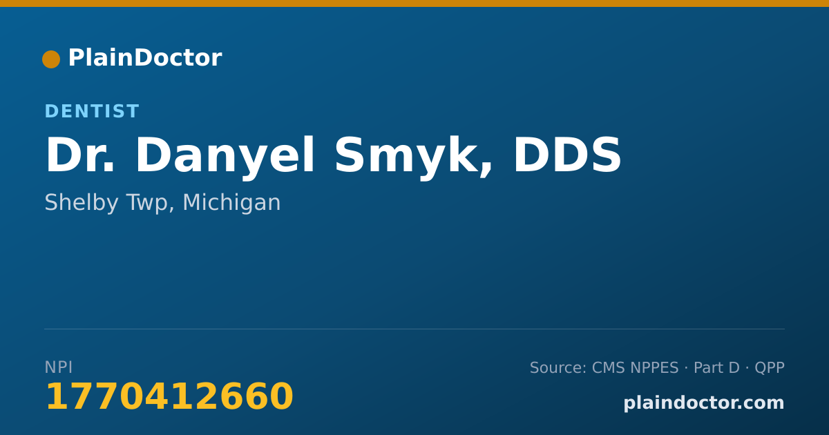 Shareable card for Danyel Smyk, DDS - Dentist, Shelby Twp, MI