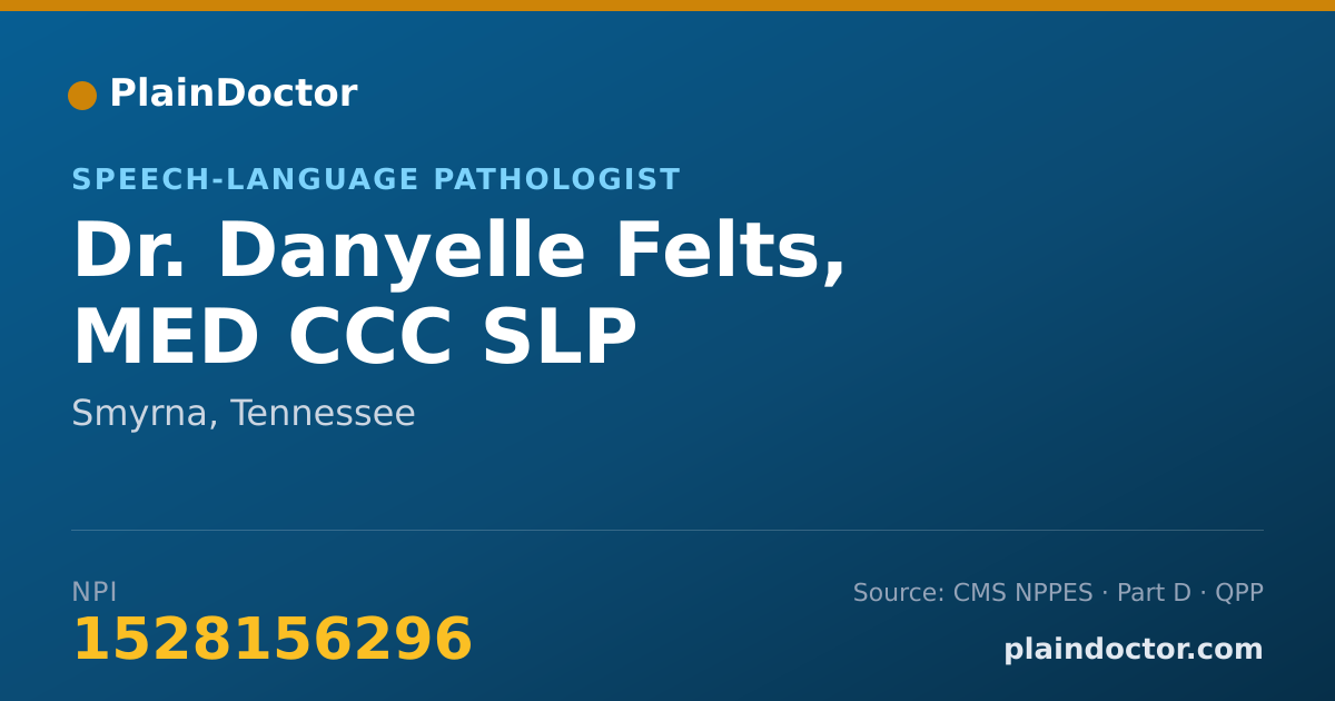 Shareable card for Danyelle Felts, MED CCC SLP - Speech-Language Pathologist, Smyrna, TN
