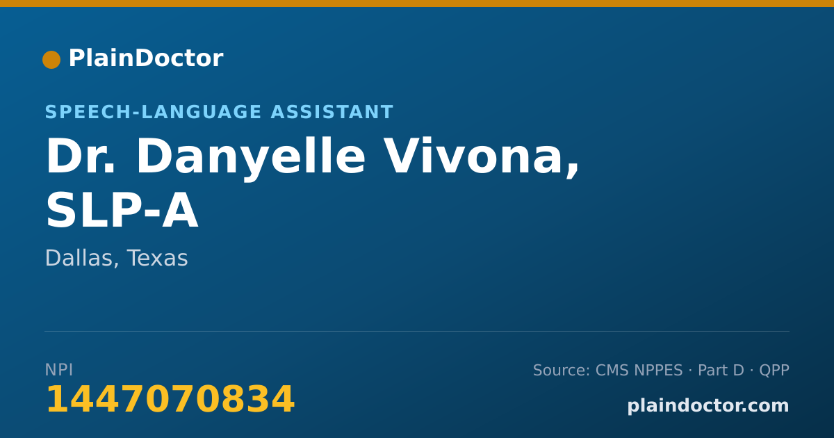 Shareable card for Danyelle Vivona, SLP-A - Speech-Language Assistant, Dallas, TX