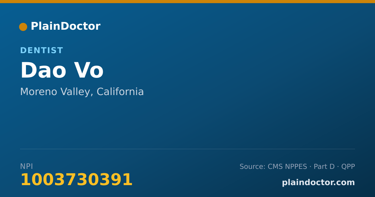 Shareable card for Dao Vo - Dentist, Moreno Valley, CA