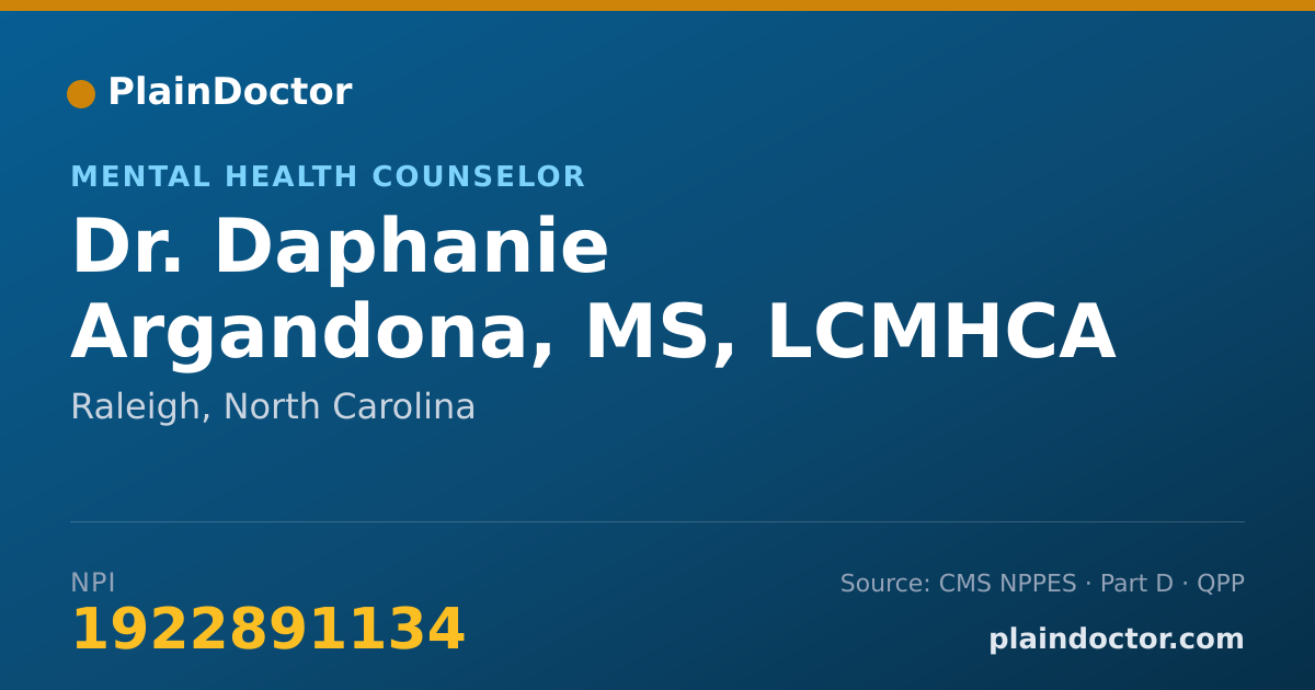Shareable card for Daphanie Argandona, MS, LCMHCA - Mental Health Counselor, Raleigh, NC