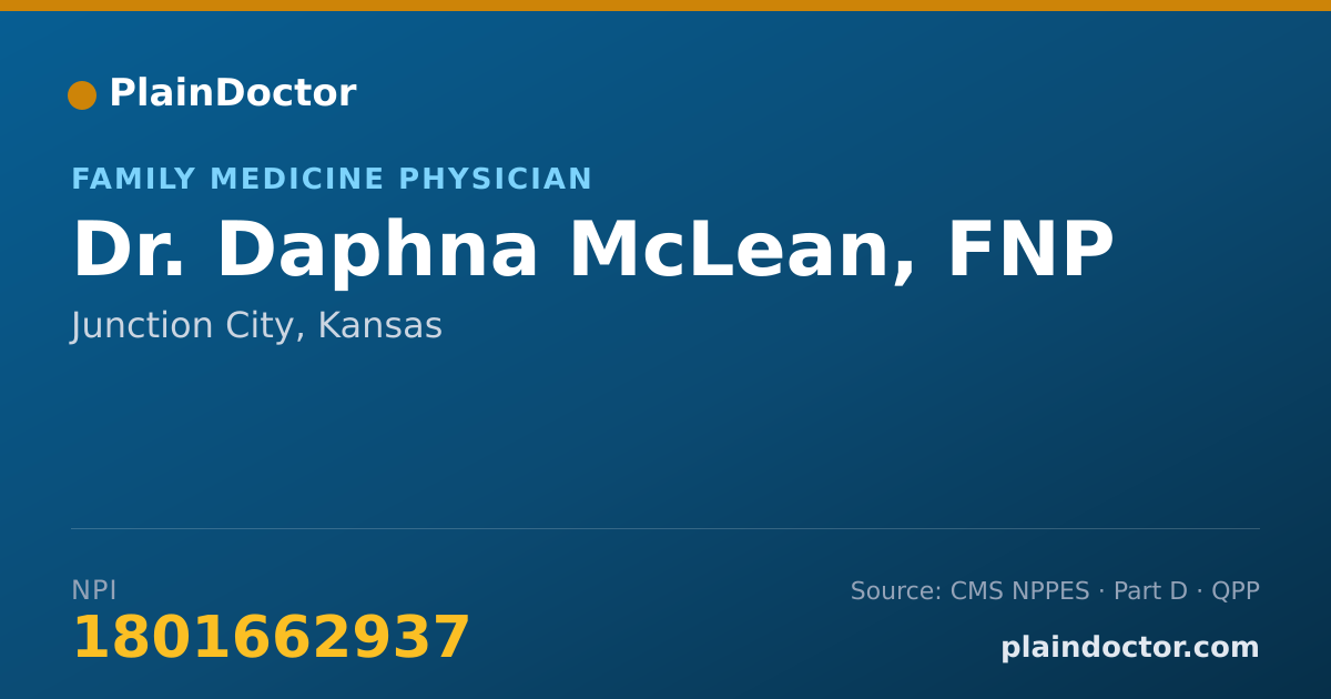 Shareable card for Daphna McLean, FNP - Family Medicine Physician, Junction City, KS