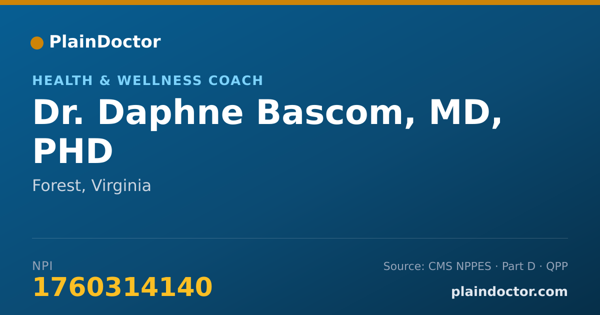Shareable card for Daphne Bascom, MD, PHD - Health & Wellness Coach, Forest, VA