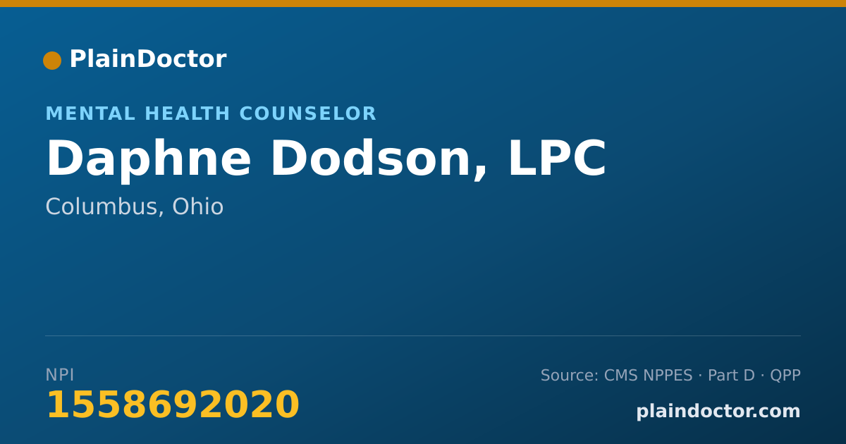 Shareable card for Daphne Dodson, LPC - Mental Health Counselor, Columbus, OH