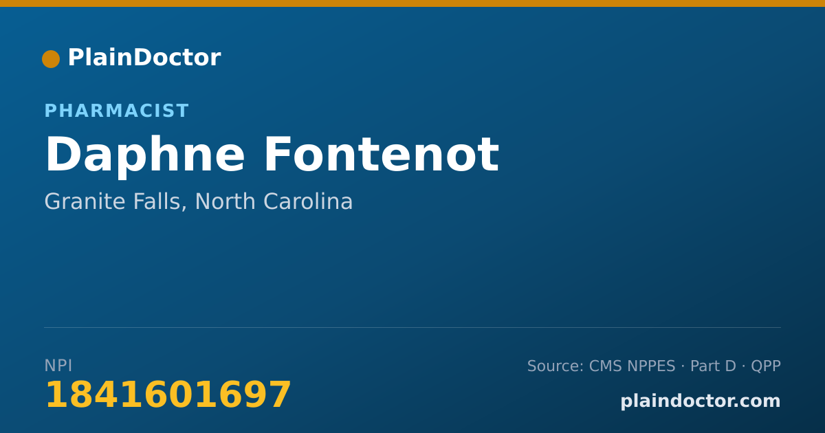 Shareable card for Daphne Fontenot - Pharmacist, Granite Falls, NC
