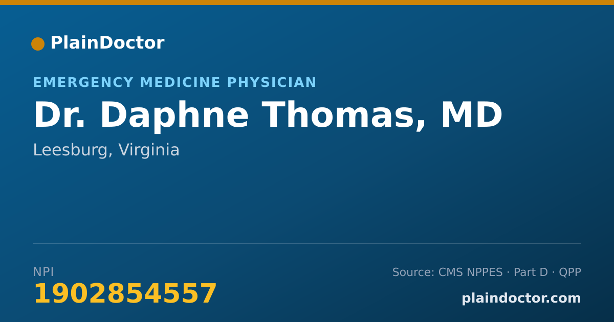 Shareable card for Daphne Thomas, MD - Emergency Medicine Physician, Leesburg, VA