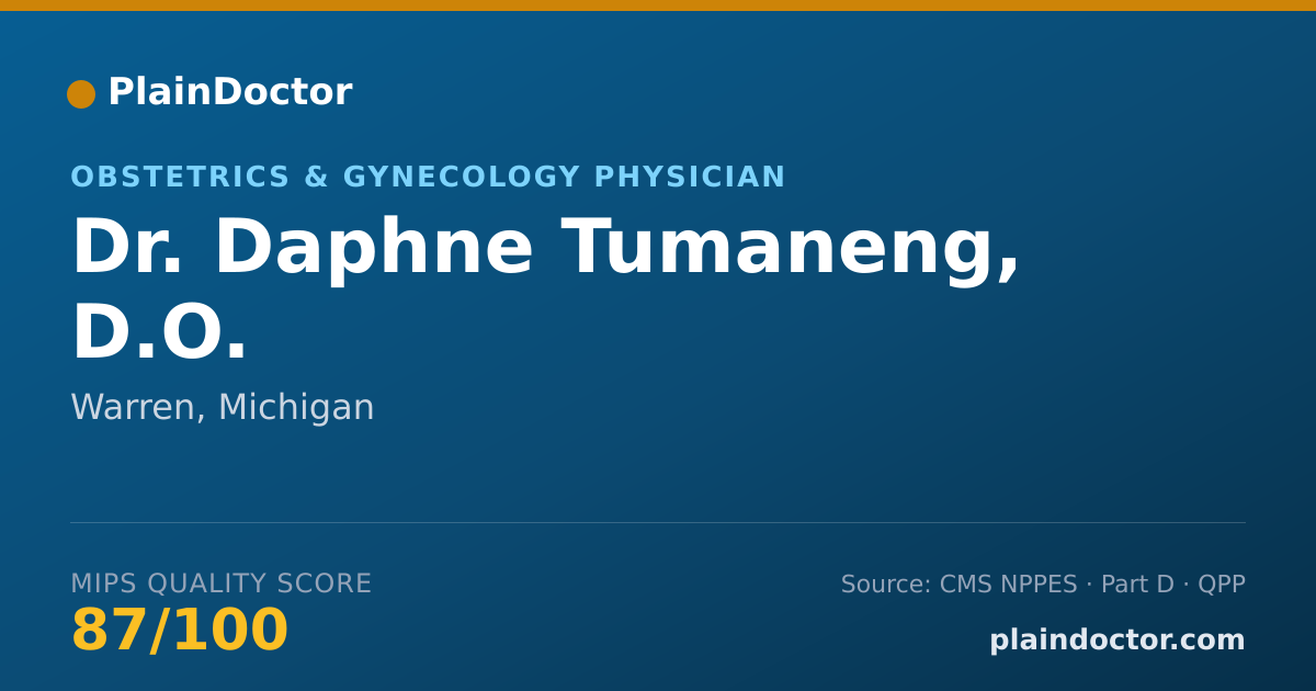 Shareable card for Daphne Tumaneng, D.O. - Obstetrics & Gynecology Physician, Warren, MI