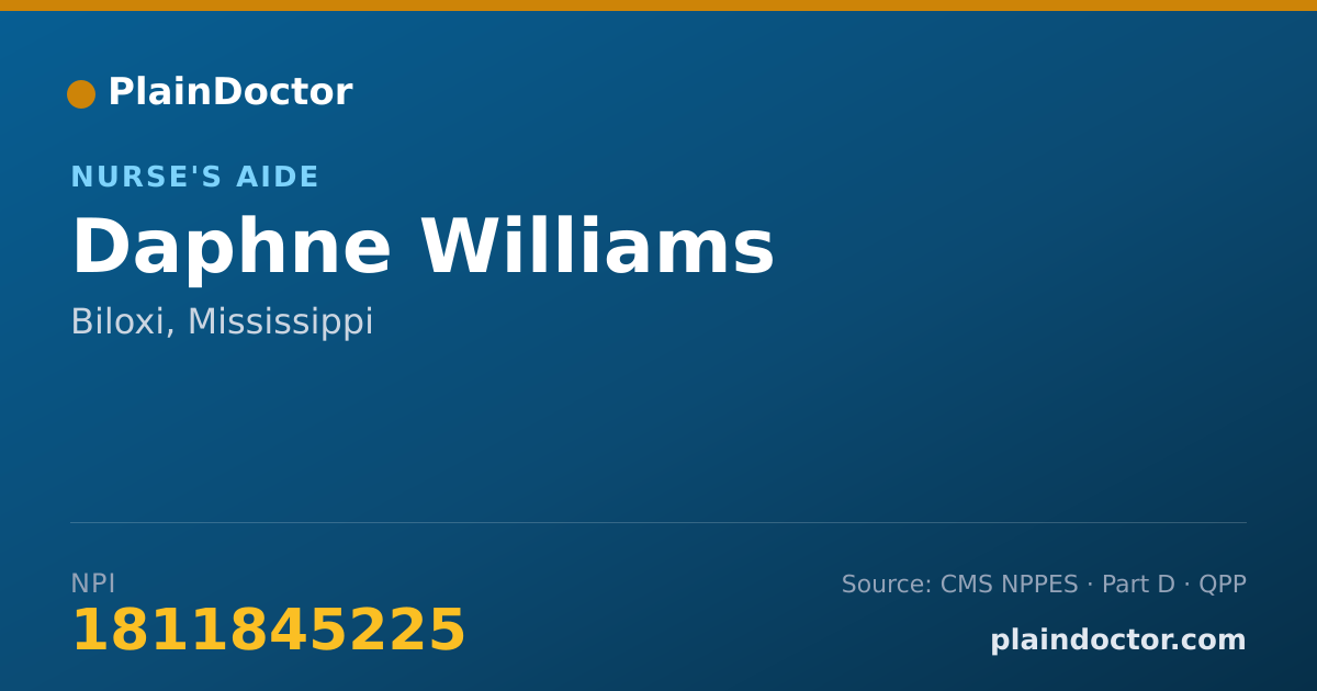 Shareable card for Daphne Williams - Nurse's Aide, Biloxi, MS