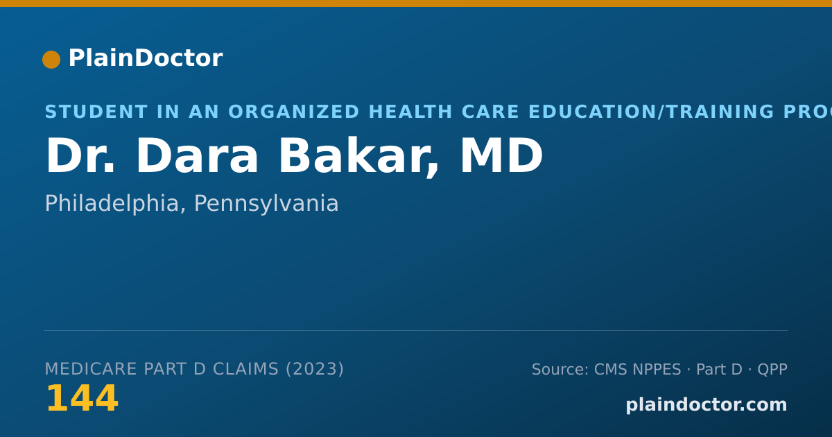 Shareable card for Dara Bakar, MD - Student in an Organized Health Care Education/Training Program, Philadelphia, PA