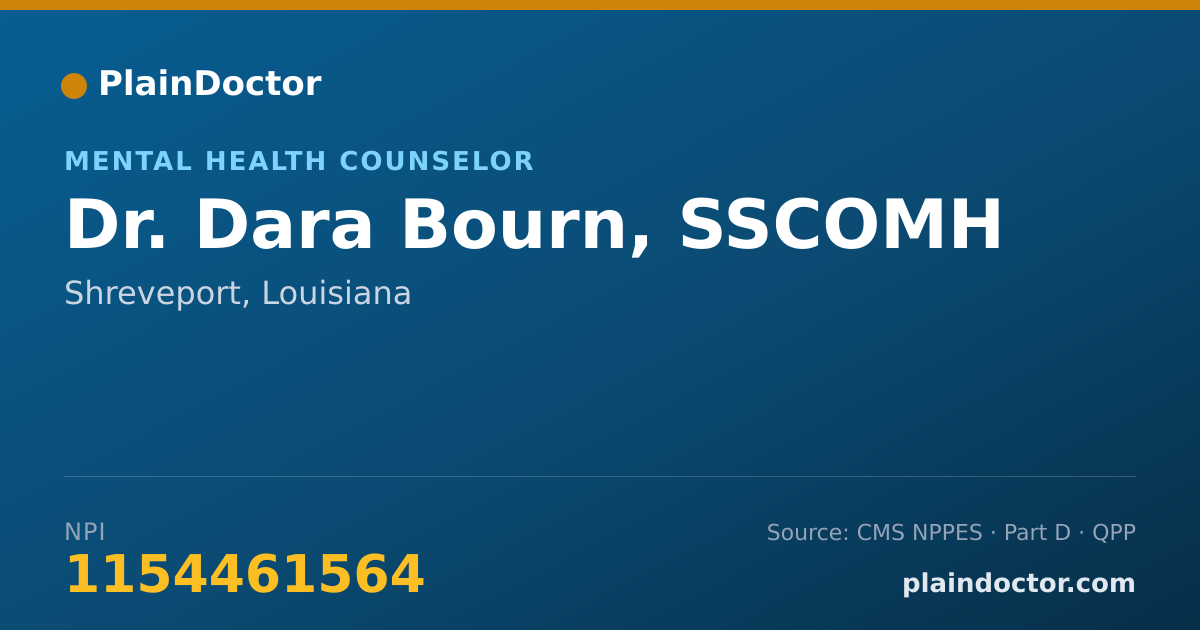Shareable card for Dara Bourn, SSCOMH - Mental Health Counselor, Shreveport, LA