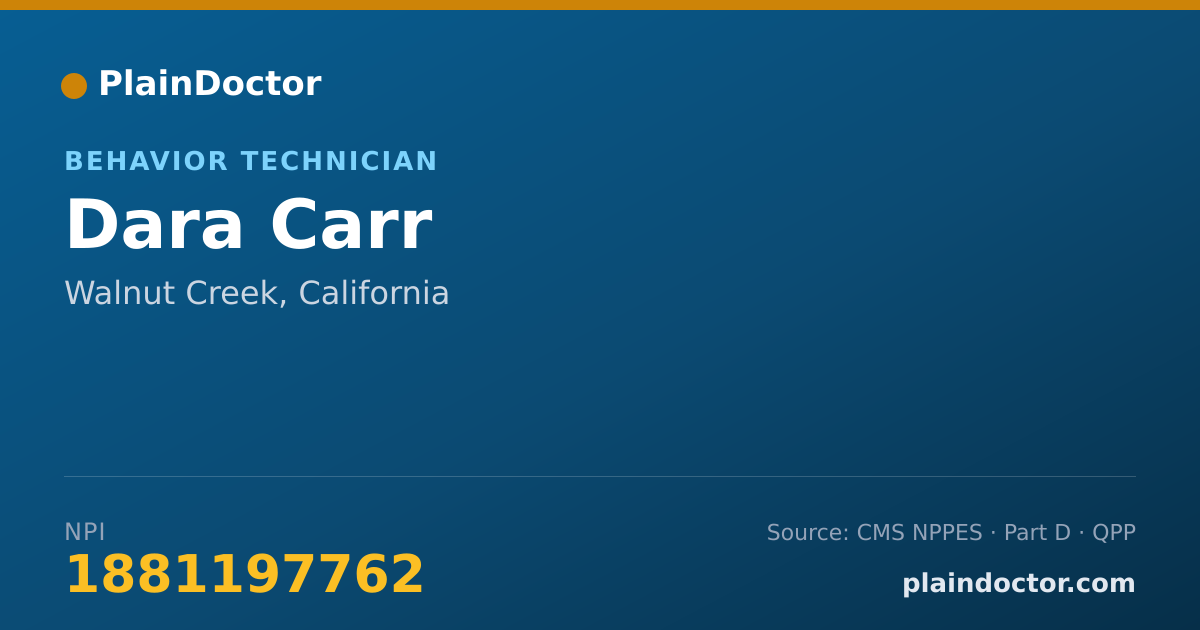 Shareable card for Dara Carr - Behavior Technician, Walnut Creek, CA