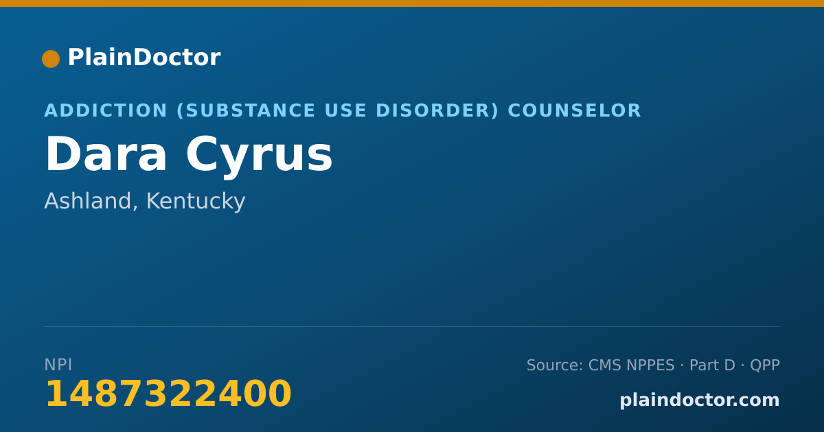 Shareable card for Dara Cyrus - Addiction (Substance Use Disorder) Counselor, Ashland, KY