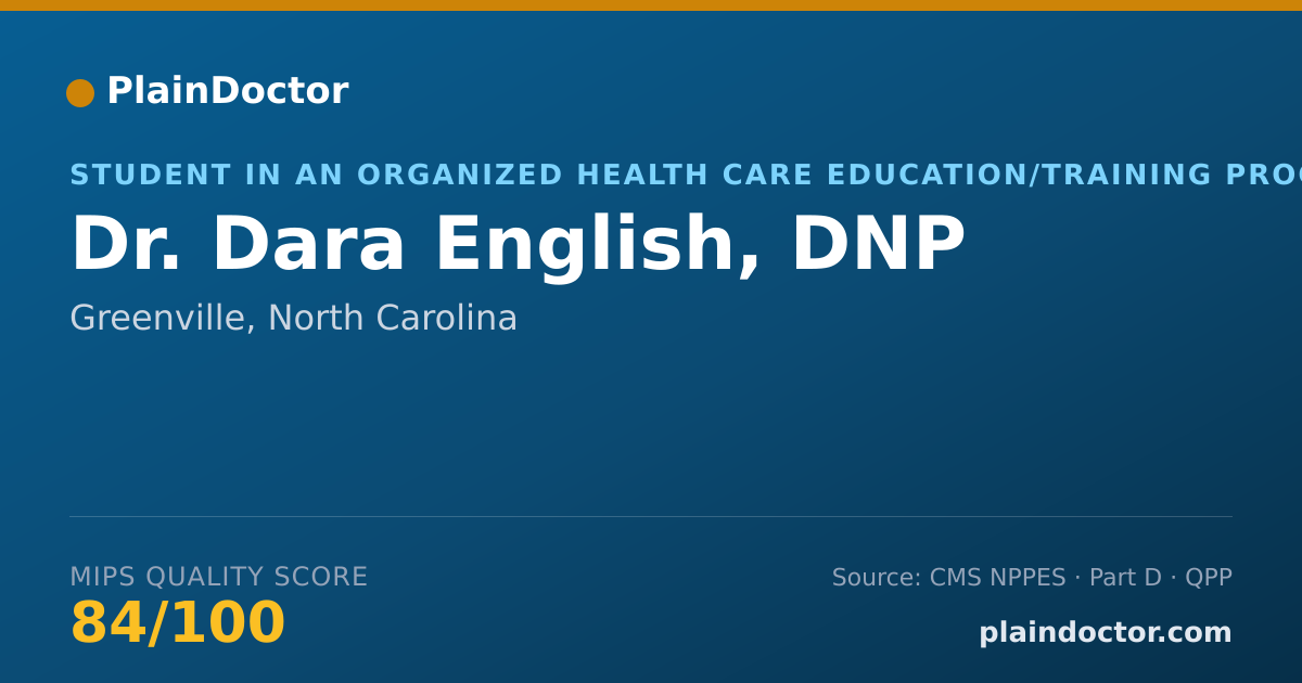 Shareable card for Dara English, DNP - Student in an Organized Health Care Education/Training Program, Greenville, NC